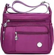 [DreamerX] Waterproof Nylon Shoulder Crossbody Bags - Lightweight Handbag Zipper Pocket Purse Tote Bag Satchel for Women Lady