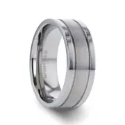 Thorsten MAGNUM Flat Polished Edge Titanium Band with Offset Grooves and Satin C