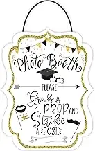 Leinuosen Graduation Photo Booth Sign 2025 Graduation Decoration Photo Booth Props with Stand 13.4 x 10.3'' Graduation Picture Props Graduation Door Decorations Gold Glitter Graduation Party Supplies