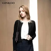 在飛比找momo購物網優惠-【GINKOO 俊克】珍珠串領針織外套