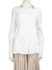 White Crystal Embellished Cinched Shirt