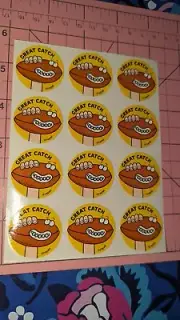 Vintage Trend Scratch N Sniff Stinky Stickers Football Great Catch Glossy Sheet