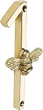 Gold Brass bee House Number with Bee design | 5 inch Modern Door Sign Numbers Signs Plaques | Street Home Address Numerals (1)