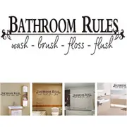 Catzon 2Pcs Removable DIY Black Vinyl Wall Stickers Lettering Art Bathroom Rules Education Murals
