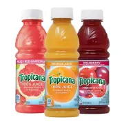 Tropicana 100% Juice Variety Pack 24 Bottles 10oz Orange, Cranberry, Grapefruit