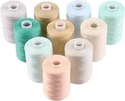 Mardatt Sewing Thread Kit, 10 Colors Polyester Threads 1000 Yards Per Polyester Thread Spools, Handy Polyester Sewing Threads Bobbins Sewing Threads Set for Hand Stitching Quilting(Cool Color)