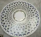 30" Peacock Feather Pattern Inlay Coffee Sofa Center Table White Marble Tabletop