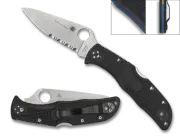 Spyderco Knives Endela Thin Blue Line Black Lockback Serrated VG10 C243FPSBKBL