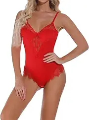 [DGHM-JLMY] Women's Lace Sleeveless Cami Backless Scallop Trim Mini Bodysuit 1 Piece Sexy Black Cutout Scallop Lingerie Suit