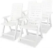 Reclining Garden Chairs 4 pcs Plastic White Outdoor Furniture Patio Seating