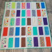 Handmade Quilt 56x52 inches Patchwork Sewing Theme Scissors Spools Floral