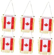 SOLUSTRE Car Decorative Flags 6 Pack Mini Rearview Mirror Hanging Banners Plastic Satin Flags