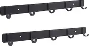 2 Pack Coat Rack Wall Mount, Heavy Duty Space Aluminum 5 - Hook Rack for Towel, Hat, Jacket, Backpack and Keys