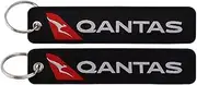 Qantas Airways Australia Australian Airlines Asia Asian Airline Flag Carrier Aircraft Air Airplane Flight Keychain Key Tag Chain Fob Ring, Mixed