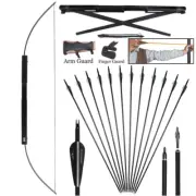 40/60lbs Archery 60" Foldable bow Hunting Longbow Right Hand +/OR Carbon Arrows