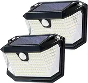 Solar Security Lights Outdoor Waterproof,3 Mode Motion Sensor Lights Outdoor,202LED Wide Angle Outside Lights Solar Powered,IP65 Waterproof Solar Wall Lights for Front Door,Yard, Garage,Garden (2)