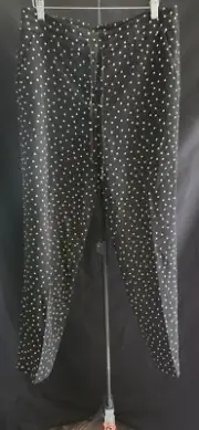 Ann Taylor black and white polka-dot flat front straight leg ankle pants