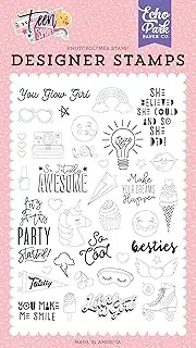 Echo Park Paper Company TSG184040 You You Glow Girl Stamp Set Stencil, Pink, Purple, Teal, Black