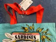 Trader Joe's Sardines Bag Reusable Shopping Grocery 100% Cotton New