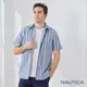 Nautica 男裝 設計直條紋短袖襯衫-藍