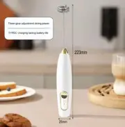 New Handheld Milk Frother Electric Whisk Rechargeable Foam 3 Speeds - White