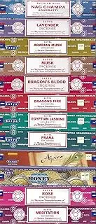 Set of 12 Nag Champa Lavender Arabian Musk Egytian Jasmine Musk Dragon's Fire Dragon's Blood Prana Ajaro Money Rose Meditation by Satya