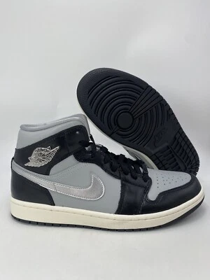 Nike Wmns Air Jordan 1 Mid SE Black Mtlc Silver Shoes (FB9892 002) Wmns Sz 11