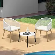 Livsip 3 Piece Outdoor Patio Setting Bistro Set Lounge Furniture Sets 50cm Table