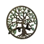 Zeckos Cast Iron Tree of Life Garden Hose Hanger - 12" - Green Bronze Finish
