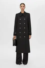 Pilotis Wool Trench Coat in Black - CAMILLA AND MARC® C&M