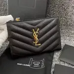 台北出貨 SAINT LAURENT 聖羅蘭 UPTOWN 582296 拉鏈短夾 黑金卡包 雙折錢包