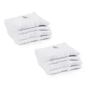 8pc Onkaparinga Avalon Bathroom Face Washers Set 30x30cm Cotton 550GSM White