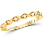 14k Yellow Gold Round Diamond Twist Stackable Band Ring 1/10 Cttw