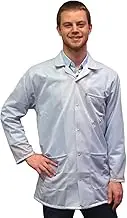 ESD Jacket, Certified Level 3 Protective Lightweight Workwear & Anti Static Shielding Lab Coat, Snap Cuff ESD Smock, White