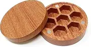CTTPEG Dice Box Round Wood Dice Storage Case with Magnetic Lid - Box Holds Polyhedral 7 Die Set for Tabletop DND, D&D, RPG Board Games Gift