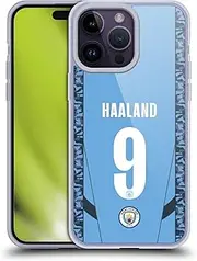 Head Case Designs Officially Licensed Manchester City Man City FC Erling Haaland 2024/25 Players Home Kit Soft Gel Case Compatible with Apple iPhone 14 Pro Max