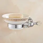 Bathroom Accessories Set Brass Shower Shelf Toilet Paper Holder Silver Crystal Wall Mounted Towel Bar Toilet Brush Holdersoap Dish