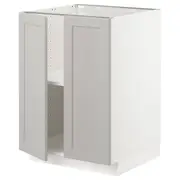 METOD base cabinet with shelves/2 doors, white/Lerhyttan light grey, 60x60x80 cm