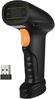 Barcode Scanner, 2-in-1 2.4G Wireless Barcode Scanner&USB Wired Barcode Scanner Handheld 1D Bar Code Scanner Reader Storage up to 120,000 Bar Code with Rechargeable Battery Mini USB Receiver USB Cable
