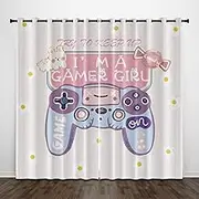Exquisite Kids Blackout Curtains Pink Cartoon Game Console 79x84 Inch Bedroom Eyelet Thermal Insulated Room Darkening Printed Curtains for Nursery,Set of 2 Panels