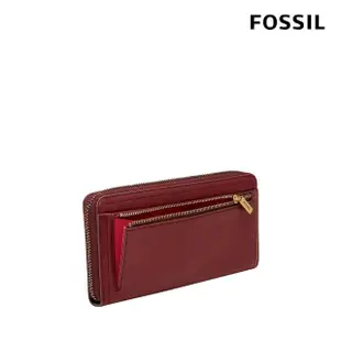 【FOSSIL 官方旗艦館】Logan 十二生肖印花真皮拉鍊長夾-紅絲絨色 SL8249627