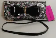 NEW!! Betsey Johnson Black Bow Clutch Handbag with Shoulder Strap