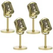 4Pcs Retro Microphone Prop Gold Old Style Microphone Prop Gold Model Retro