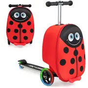 Costway Scooter Suitcase Ride On Hardcase w/LED Wheels&Handle Luggage Gifts Red