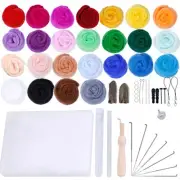 Needle Felting Kit Wool Roving 25 Colors Set Needle Felting Starter Kit Fibre US