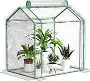 [Awvlvwa] Mini Greenhouse for Indoor Outdoor Plants, Tabletop Portable Green House with Roll-up Zipper Door ,Small Grow Plant House Tent with Transparent PVC Cover 33.5”(L) x23.2”(W) x32.5”(H)