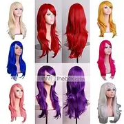Synthetic Wig Body Wave Asymmetrical Wig Long Light Blonde Watermelon Red Brown Pink Green Synthetic Hair 27 inch Women's Red Brown Carnival Wig