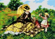 "Summer Picnic" Printed Canvas for Cross Stitch Tapestry Gobelin Embroidery 2915