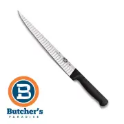 Butcher's 10" Victorinox Black Fibrox Sticking Fluted Edge Straight Blade Knife