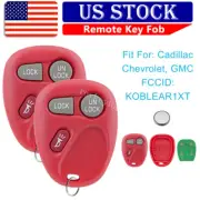 2 Replacement For 2002 Chevrolet Avalanche 1500 2500 Key Fob Remote Red